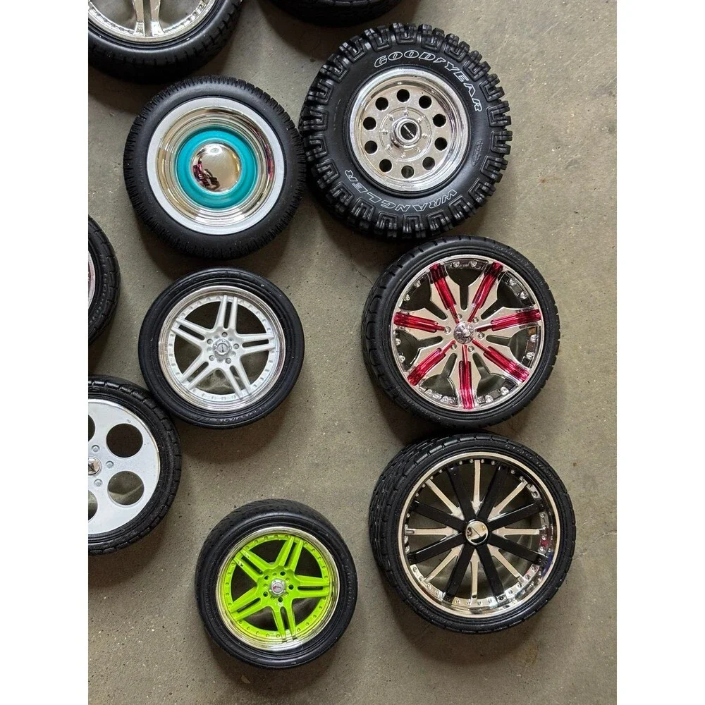 Lot of 17 Assorted Toy Rim Wheels Different Styles and Colors